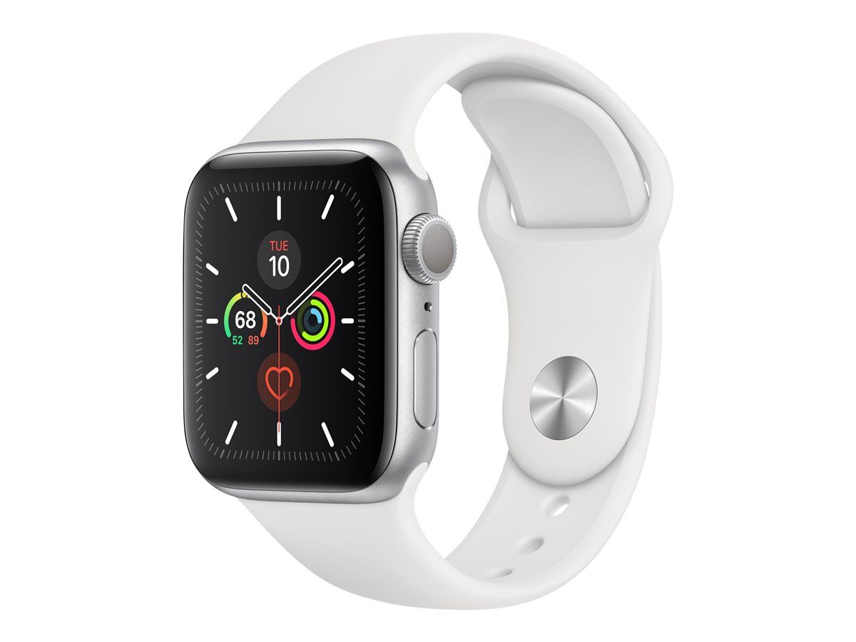 Apple Watch Series 5 (GPS) - 40mm Aluminum Silver Case with Sport Band White S/M/L