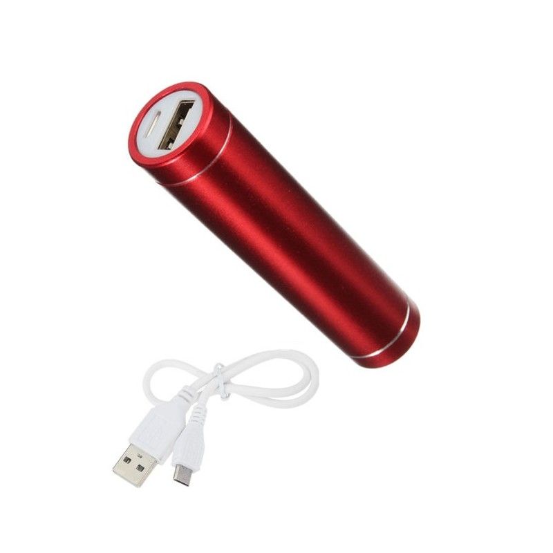 Universal 2600mAh Power Bank with USB/Micro USB Cable for iPhone 11 - Red