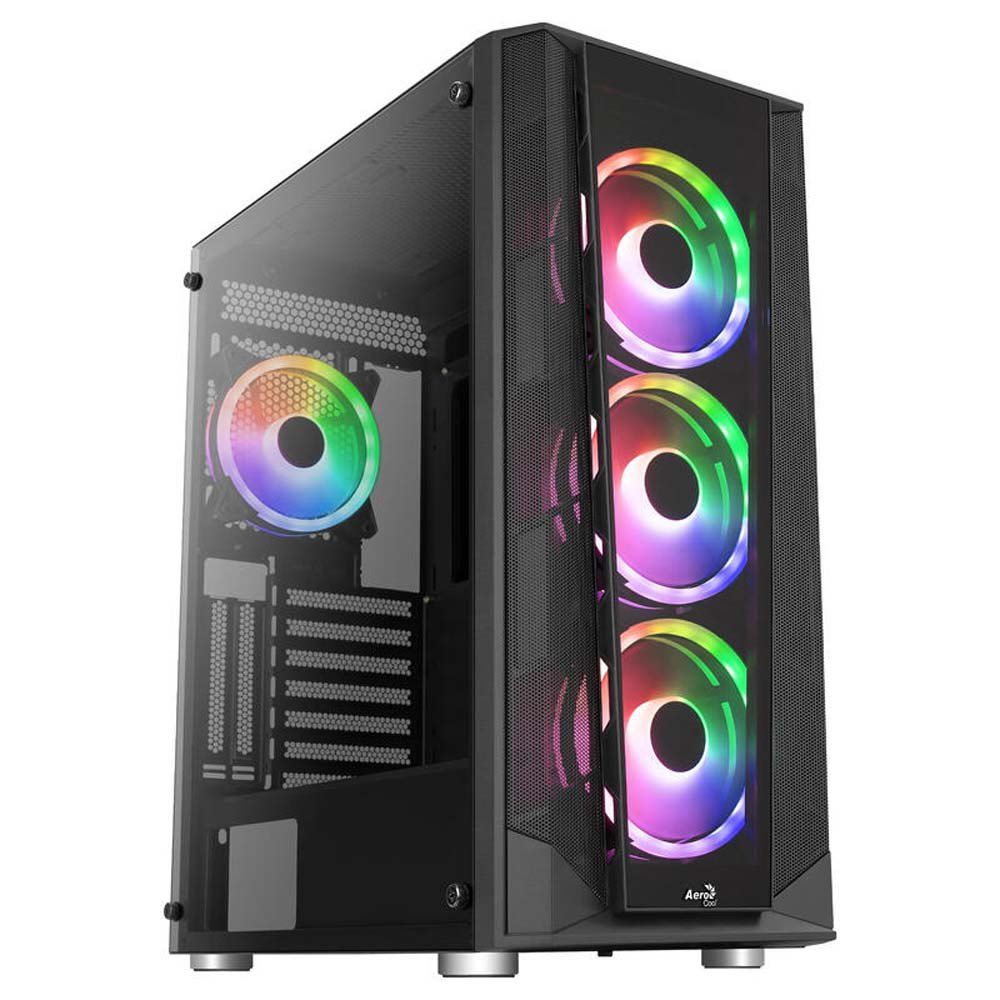 AeroCool Prism v3 RGB Mid-Tower ATX Case with Glass Panels - Black