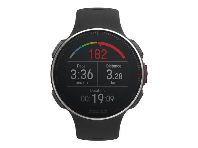 Polar Vantage V Titan - Titanium Smartwatch with Silicone Strap - Black/Red - M/L Band Size - 1.2" Display - Bluetooth - 59g