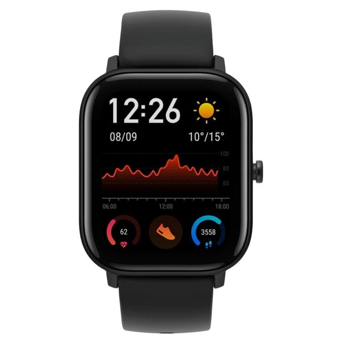Amazfit GTS Smartwatch - Obsidian Black - Silicone Strap - 1.65" Display - NFC, Bluetooth