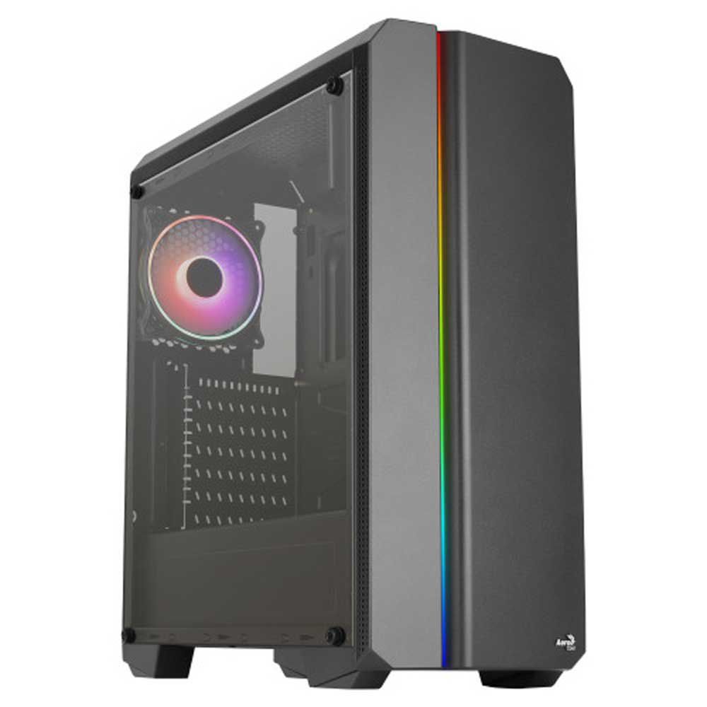 AeroCool Genesis v2 RGB Mid-Tower ATX Case with Glass Panel - Black