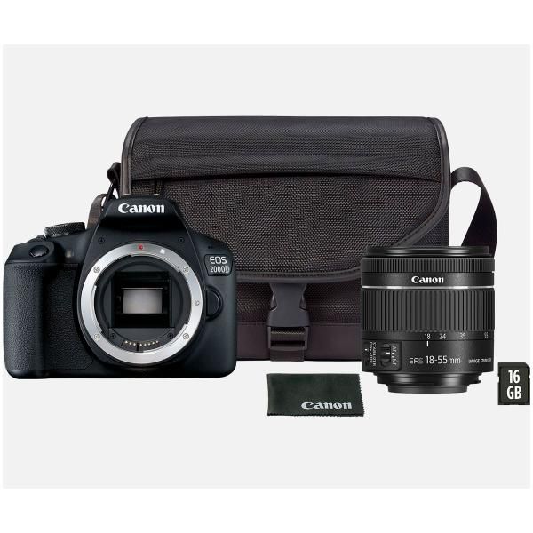 Canon EOS 2000D Kit: 24.1MP DSLR Camera with WiFi, NFC, EF-S 18-55mm Lens and Accessories
