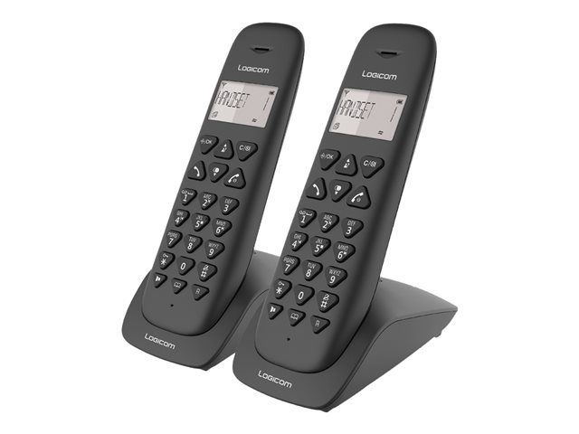 Logicom VEGA 255T Cordless Phone with Caller ID and Conference Feature (3-way calling) - Black + 1 Additional Handset