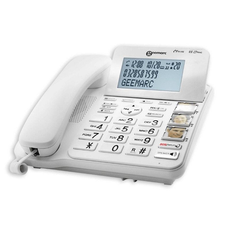 Geemarc CL595 Large-Button Landline Phone with Photo Memory and Voice Assistance
