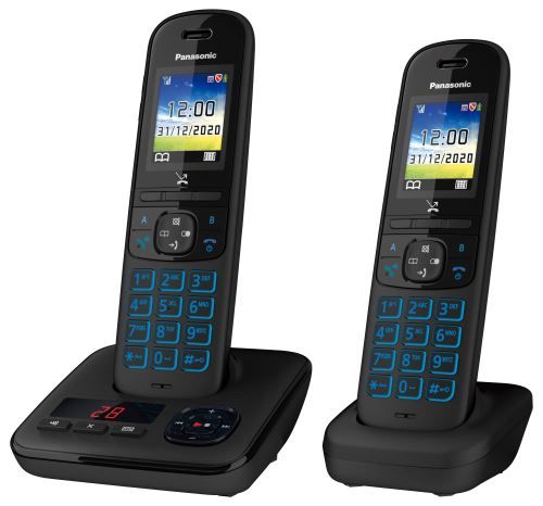 Panasonic KX-TGH722 - Wireless Phone - Answering Machine with Caller ID/Call Waiting - Dect Gap - 3-Way Conference Calling - Black + Additional Handset
