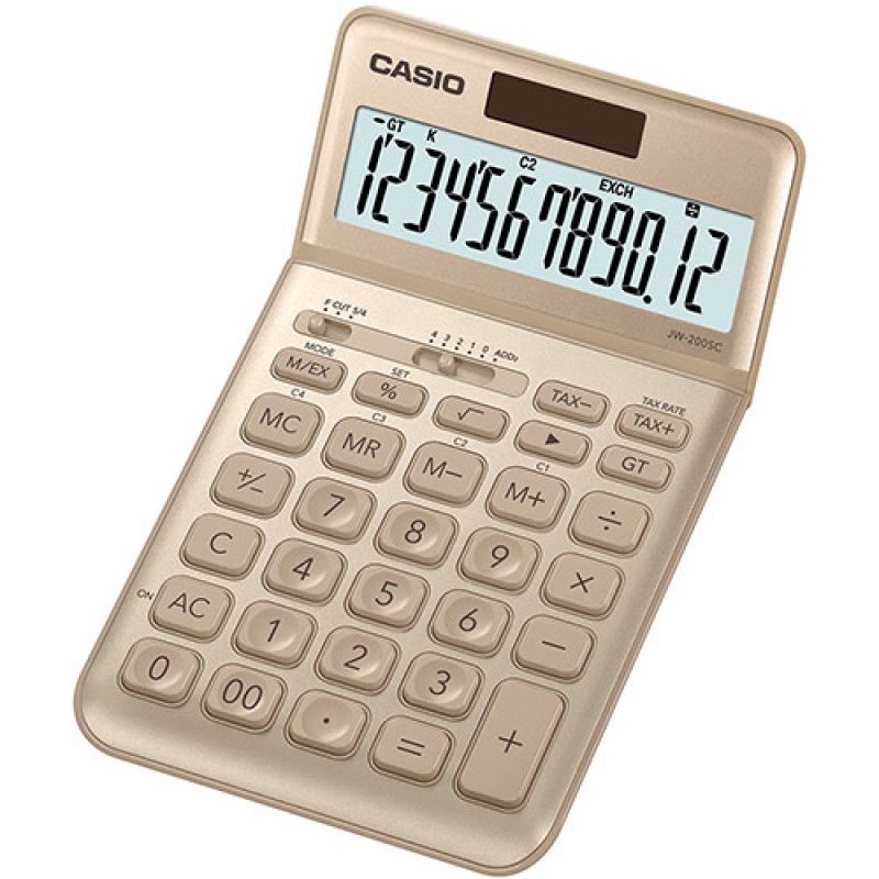 Calculatrice de bureau Casio JW-200SC-GD solaire/à piles, Noir
