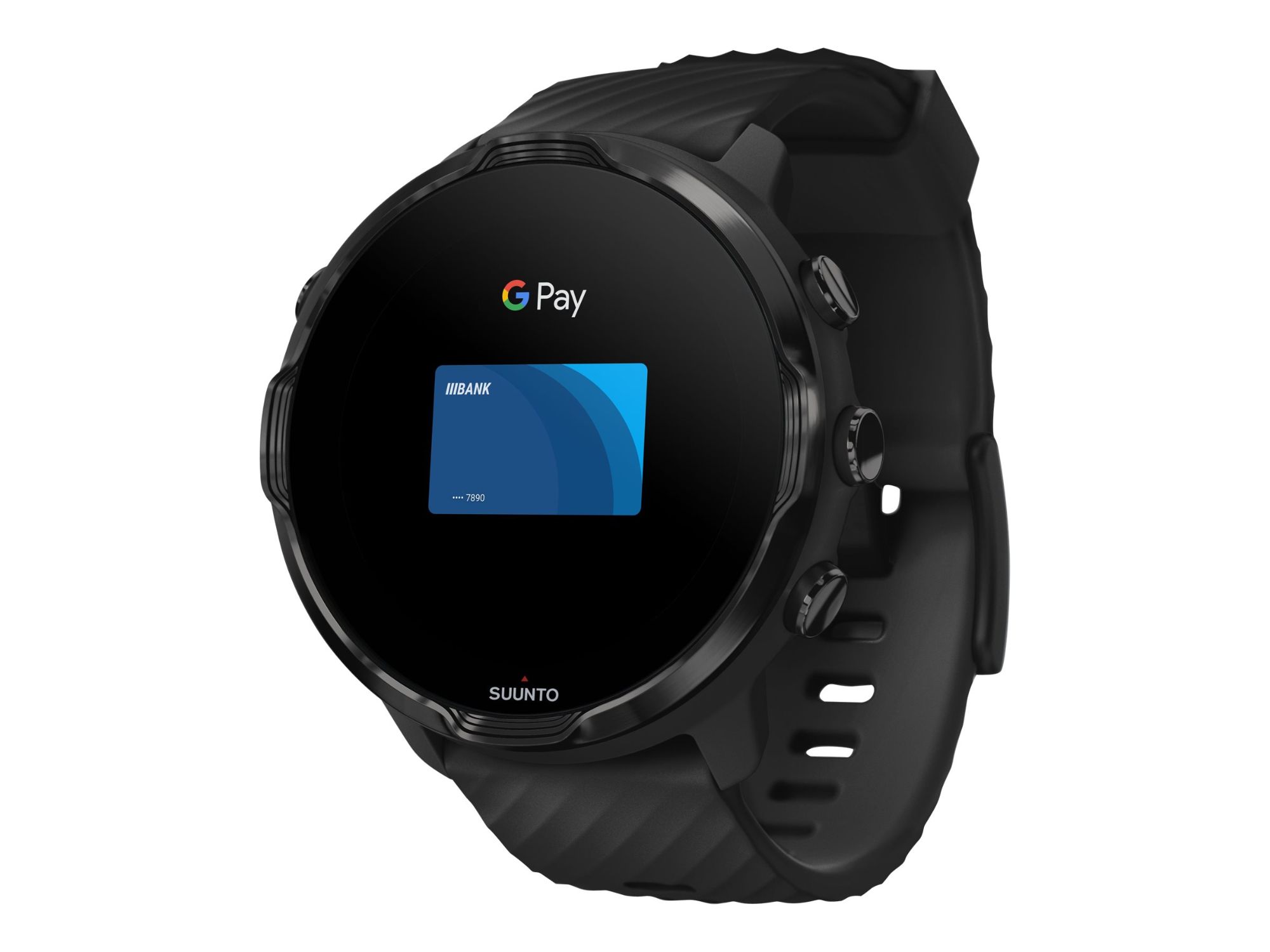 Suunto 7 Connected Watch - Black - Silicone Strap - Black - Wrist Size: 125-230 mm - Bluetooth, Wi-Fi, NFC - 70 g