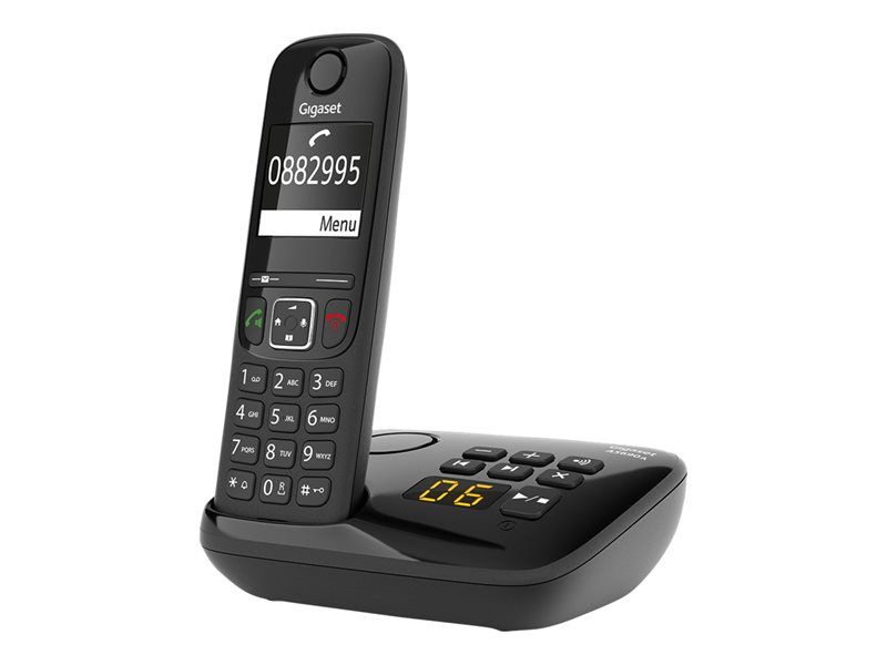 Gigaset AS690A Duo Cordless Phone with Answering Machine - Black + Extra Handset