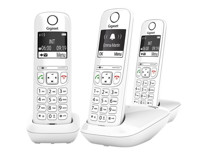 Gigaset AS690 Trio - Cordless Phone with Caller ID - ECO DECTGAP - White + 2 Handsets