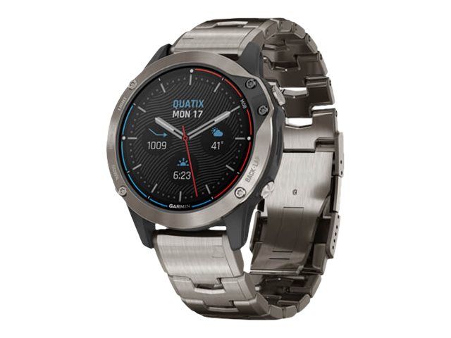 Garmin Quatix 6 - 47mm - Titanium Grey - Smartwatch with Strap - 132-215mm Wrist Size - 1.3" Display - 32GB - Bluetooth, Wi-Fi, ANT+/ANT