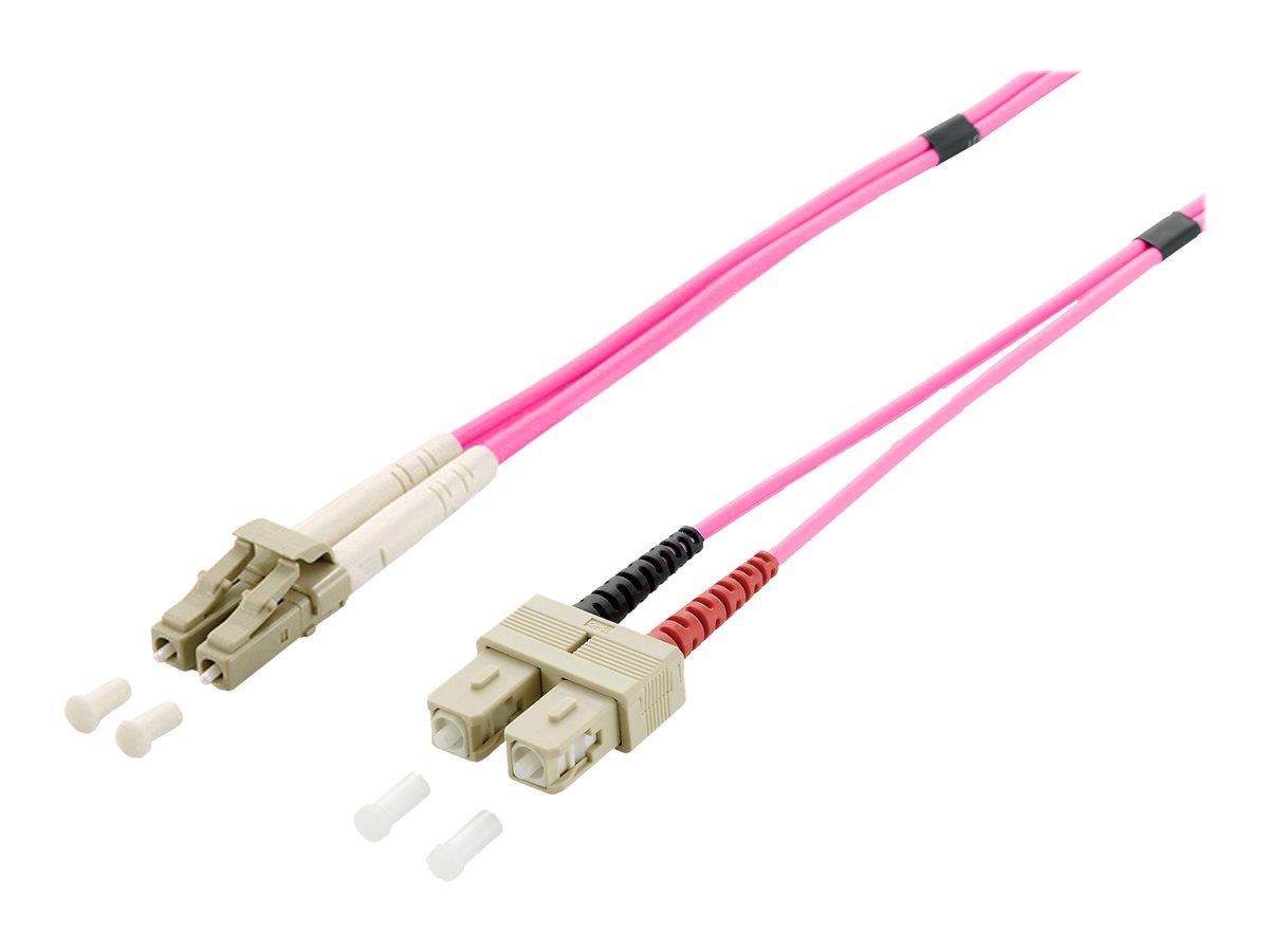 Câble optique à fibre omnidirectionnelle Equip Pro de Digital Data Communications - 2 m, mode multi-mode SC vers LC duplex, 50/125 microns, rose