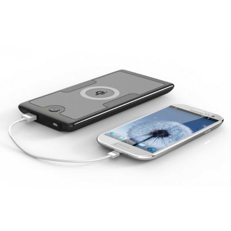 Qshell 6000mAh Portable External Battery and Wireless Charger - Black