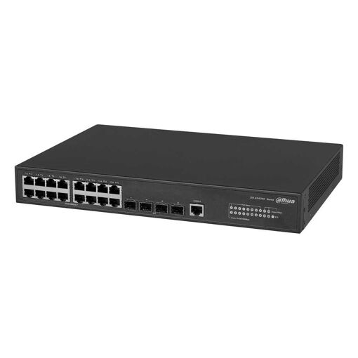 Conmutador Dahua Serie AS4300 - DH-AS4300-16GT4GF (16 puertos Gigabit Ethernet + 4 puertos SFP para conexión ascendente)
