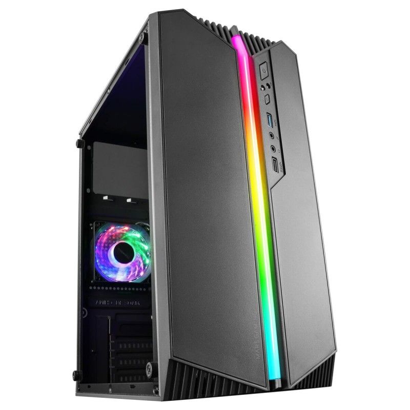 Mars Gaming MC-S1 RGB Mini ITX PC Case with Glass Panel - Black