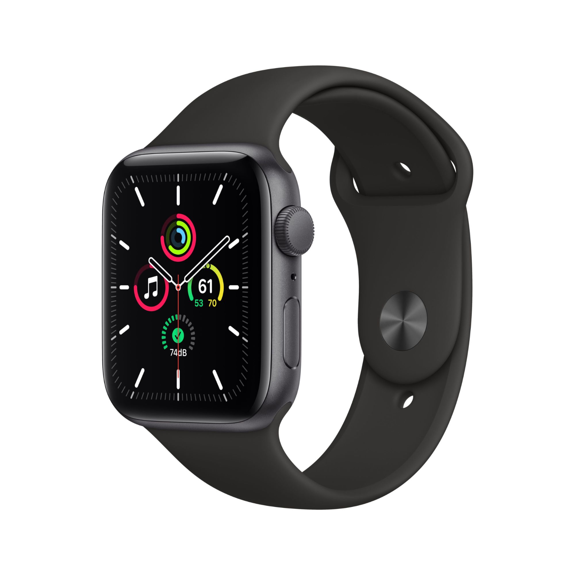 Apple Watch SE GPS - Boîtier aluminium gris 44 mm avec bracelet sport noir