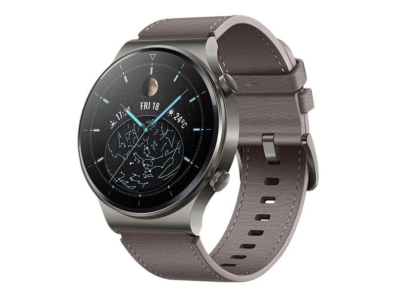 Huawei Watch GT 2 Pro - Classic - Space Grey - Leather Strap Smartwatch