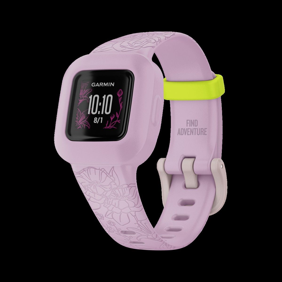 Garmin VivoFit JR 3 Activity Tracker with Watch Band - Floral Pink - Size: Wrist 5.5-8.7 in - Bluetooth - 0.9 oz