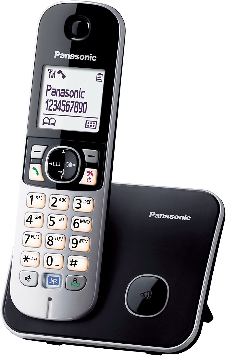 Teléfono inalámbrico Panasonic sin contestador, Negro gris