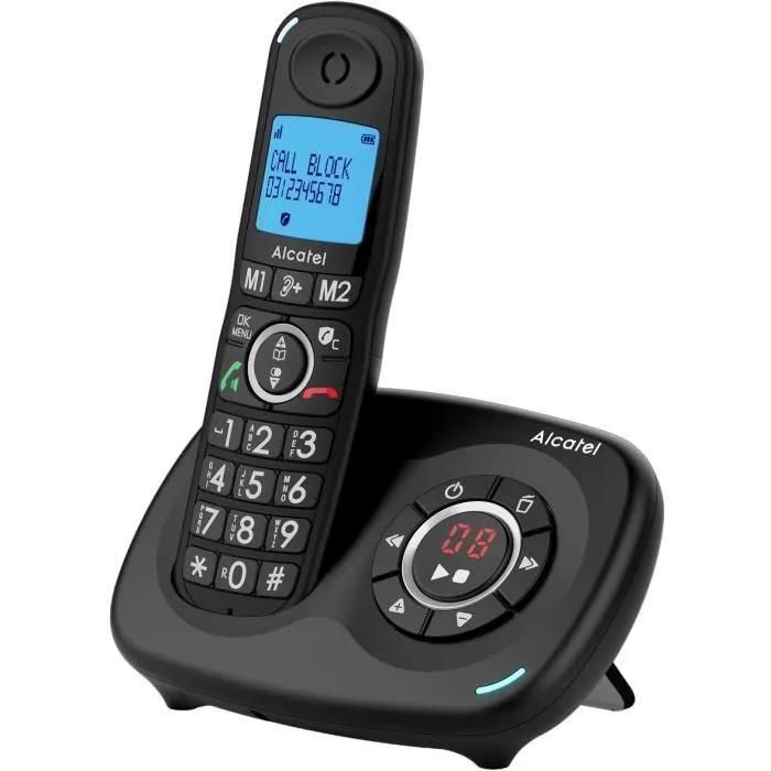 Alcatel XL595B Voice - Cordless Phone - Caller ID Answering Machine - Three-way Calling - Black
