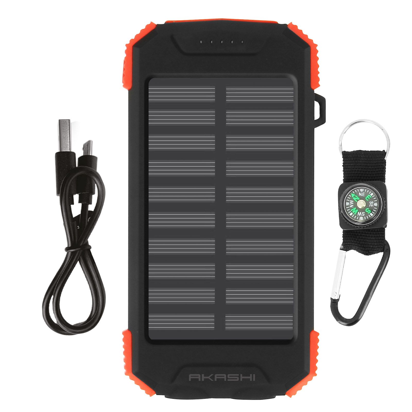 Akashi Solar Power Bank 10000mAh Waterproof Shockproof with LED Light