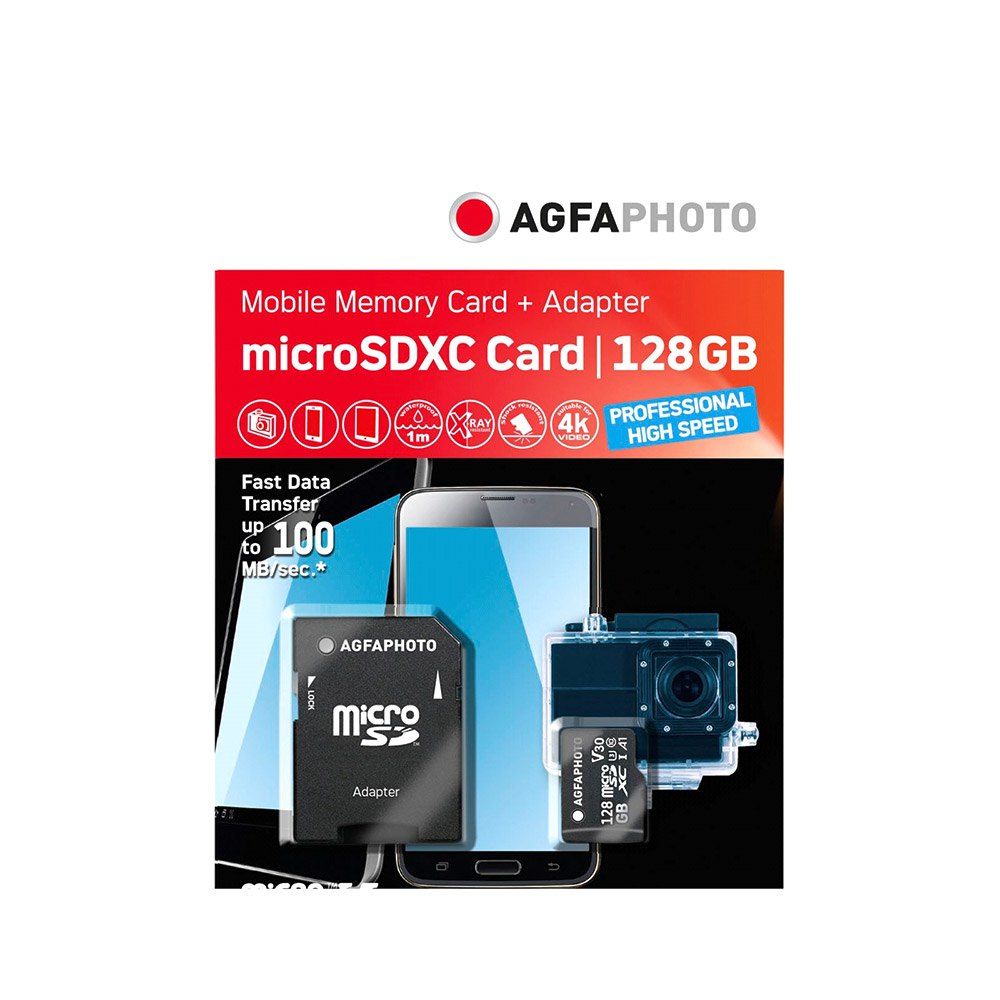 Agfa 128GB MicroSDXC UHS-I Card (U3, V30, A1)
