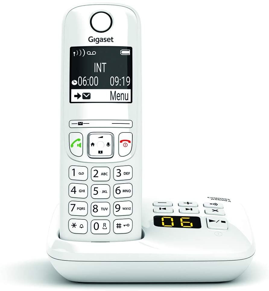 Teléfono fijo Gigaset con contestador automático y pantalla retroiluminada, blanco