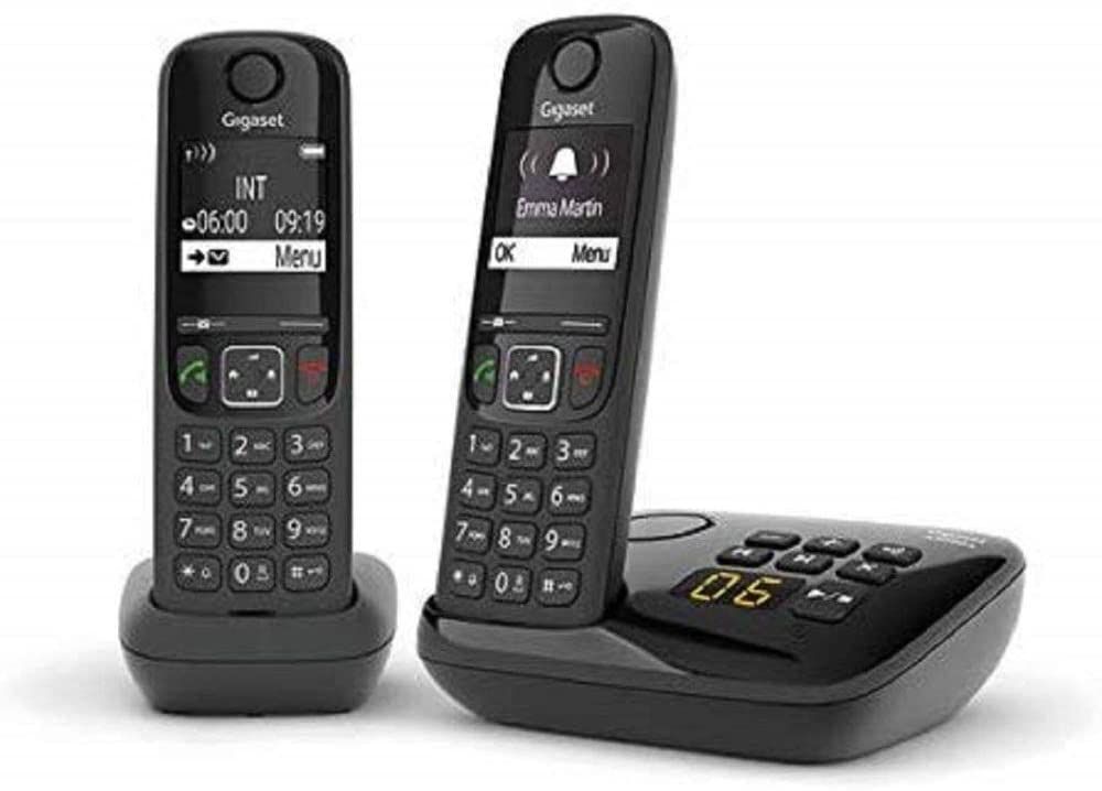 Teléfono fijo inalámbrico Gigaset Duo con contestador automático (Negro)