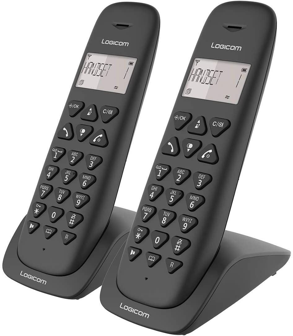 Teléfono fijo inalámbrico Logicom dúo sin contestador, negro