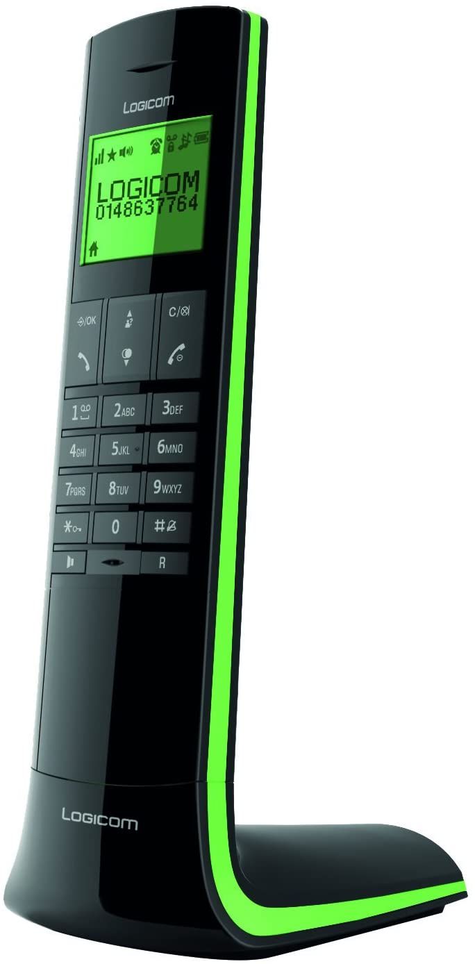 Teléfono fijo inalámbrico Logicom Luxia 150, Negro/Verde