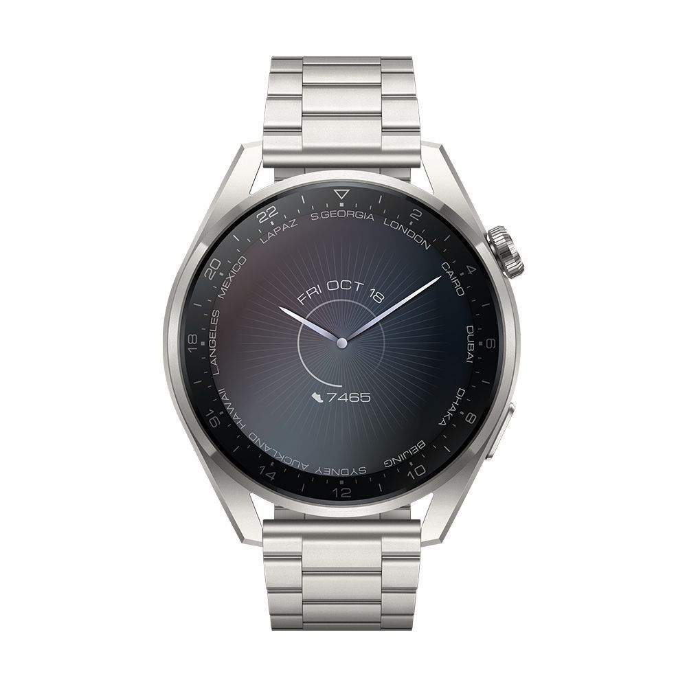 Huawei Watch 3 Pro Édition Élite - Argent - Montre intelligente avec bracelet maillons en titane - 48 mm - 16 Go - Wi-Fi, NFC, Bluetooth 4G - 63 g