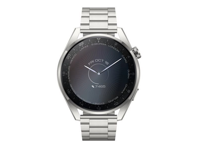 Huawei Watch 3 - Elite Edition - 46mm - Silver - Smartwatch with Link Bracelet - 1.43" Display - 16GB - Wi-Fi, LTE, NFC, Bluetooth - 4G - 54g