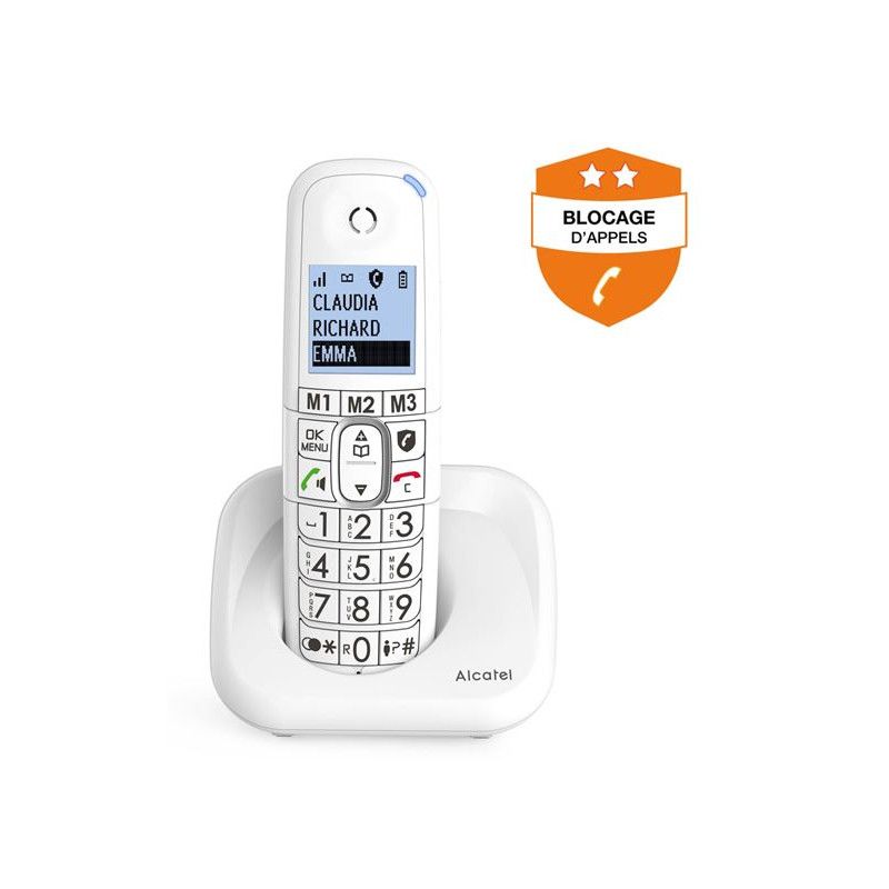 Alcatel XL785 Solo - Cordless Phone - Caller ID Answering System - Three-way Calling Capacity - White