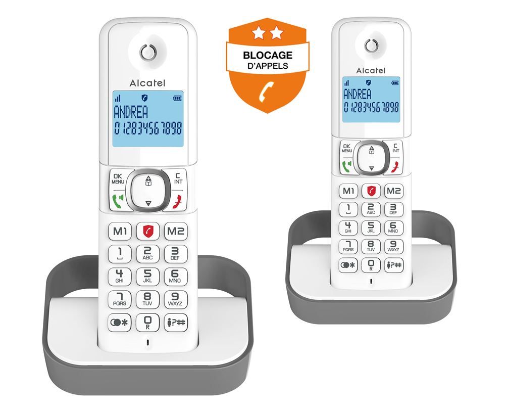Alcatel Classic F860 Duo - Cordless Phone with Caller ID - 3-way Conference Calling - Gray + Additional Handset