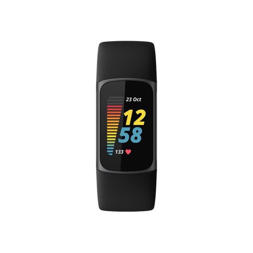 Fitbit Charge 5 - Stainless Steel Graphite - Activity Tracker with Infinite Bracelet - Silicone - Black - Wrist Size: 130-210mm - 1.04" Display - Bluetooth, NFC