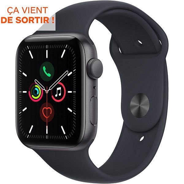 Apple Watch SE (GPS) - 44mm Aluminum Grey Case with Midnight Sport Band (Regular Size)