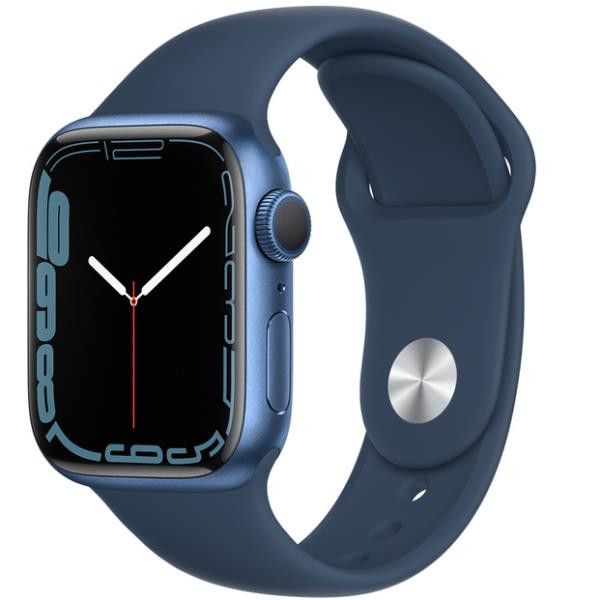 Apple Watch Series 7 (GPS) - 41mm - Blue Aluminium - Sport Band - Fluoroelastomer - Deep Blue - Normal Bracelet Size - 32GB - Wi-Fi, Bluetooth