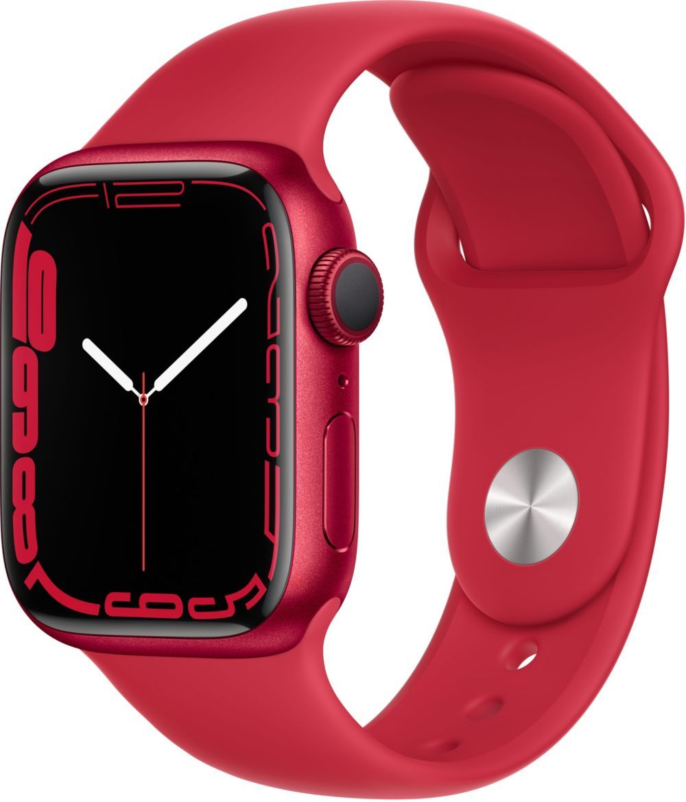 Apple Watch Series 7 (GPS) - 41mm Aluminum Case Red with Sport Red Band
