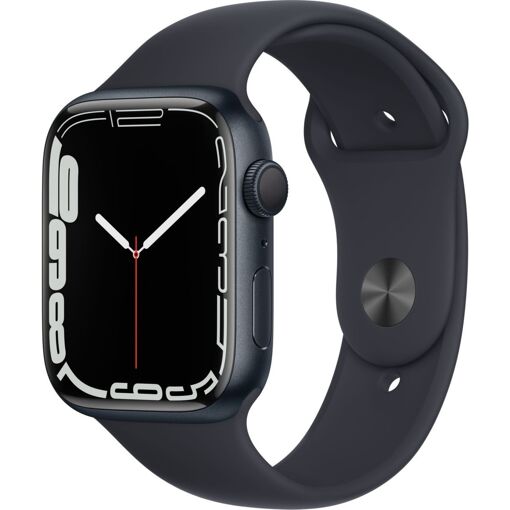 Apple Watch Series 7 (GPS) - Carcasa de aluminio de 45 mm, Negro medianoche con brazalete deportivo Negro medianoche