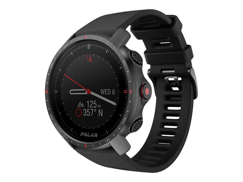 Polar Grit X Pro - DLC Black - Sports Watch with Strap - Fluorelastomer - Black - M/L Band Size - 1.2" Display - Bluetooth - 47g
