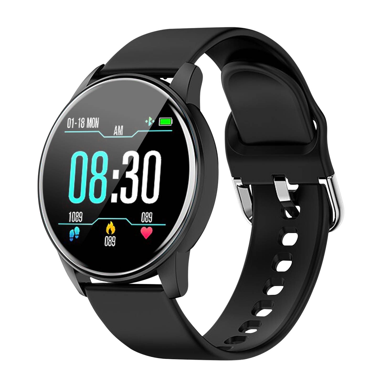 North Edge Round Touch Screen Smartwatch with Silicone Strap - Black