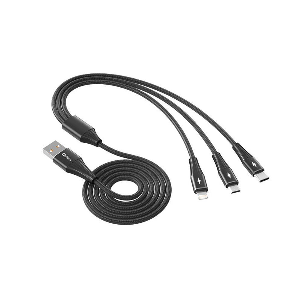 Qcharx USB-A to USB-C, Micro USB, Lightning Charger Cable