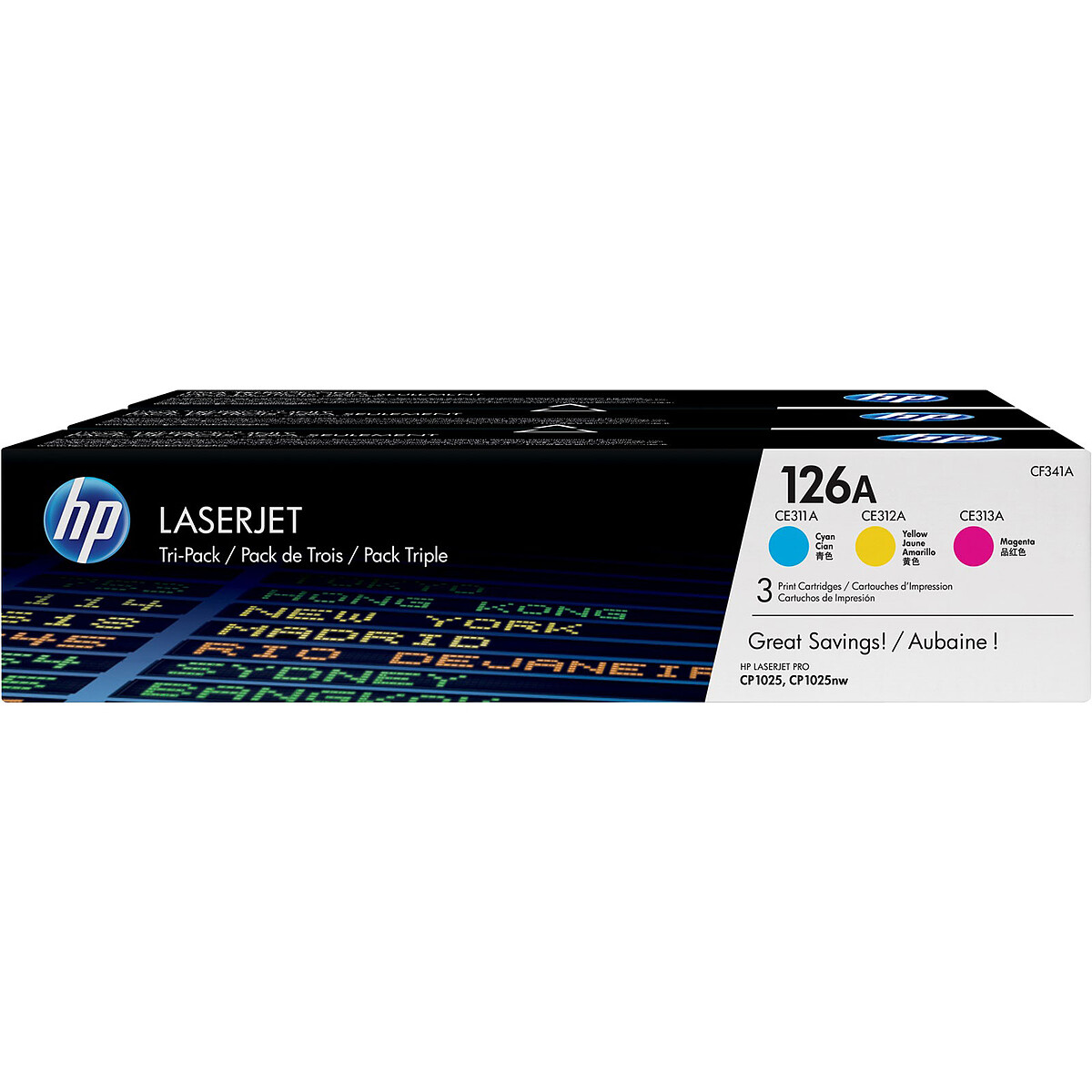 HP 126A Pack de 3 (CF341A) - Cyan, Magenta et Jaune