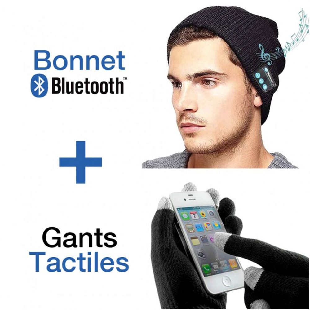 Set de Sombrero Estéreo Bluetooth Moxie y Guantes Táctiles (Negro, Talla Única)