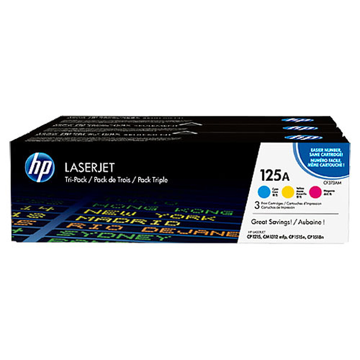 HP 125A Pack de 3 (CF373AM) - Cyan, Magenta et Jaune