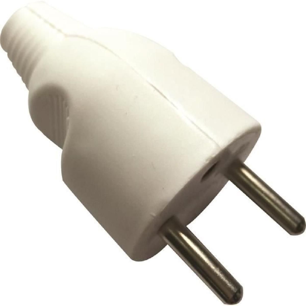 Voltman 2-Pin + Earth Male Plug, Straight, White