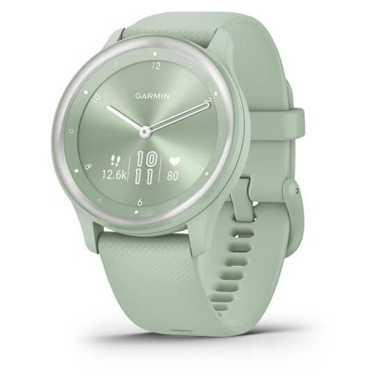 Garmin vívomove Sport - Reloj inteligente de color menta con detalles plateados y correa de silicona