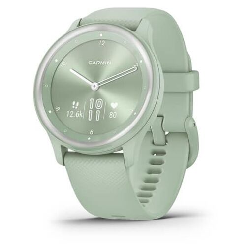 Garmin vívomove Sport - Reloj inteligente de color menta con detalles plateados y correa de silicona