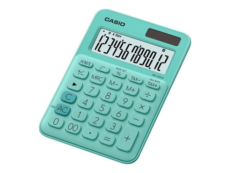 Casio MS-20UC - Solar & Battery Powered Desktop Calculator - 12-Digit - Green