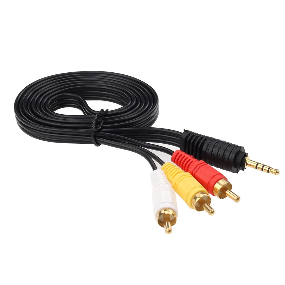 Audio and Video Cable 1.5m - 3.5mm Jack to 3 RCA Male - Connect and Enjoy High-Quality Content - TV, VCD, DVD, CD - Street Tech ®